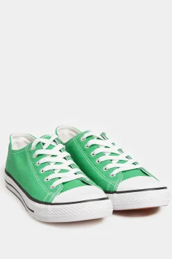 M&Co Yours Yours Green Canvas Low Trainers In Wide E Fit>Women Trainers
