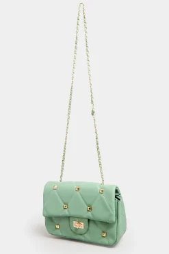 M&Co Yours Yours Green Studded Quilted Chain Bag>Women Bags