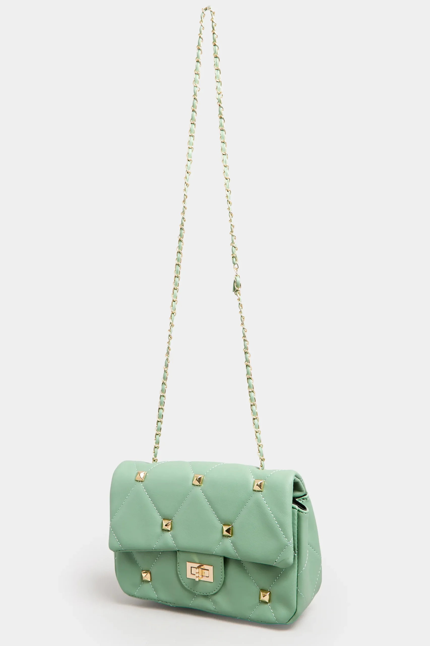 M&Co Yours Yours Green Studded Quilted Chain Bag>Women Bags