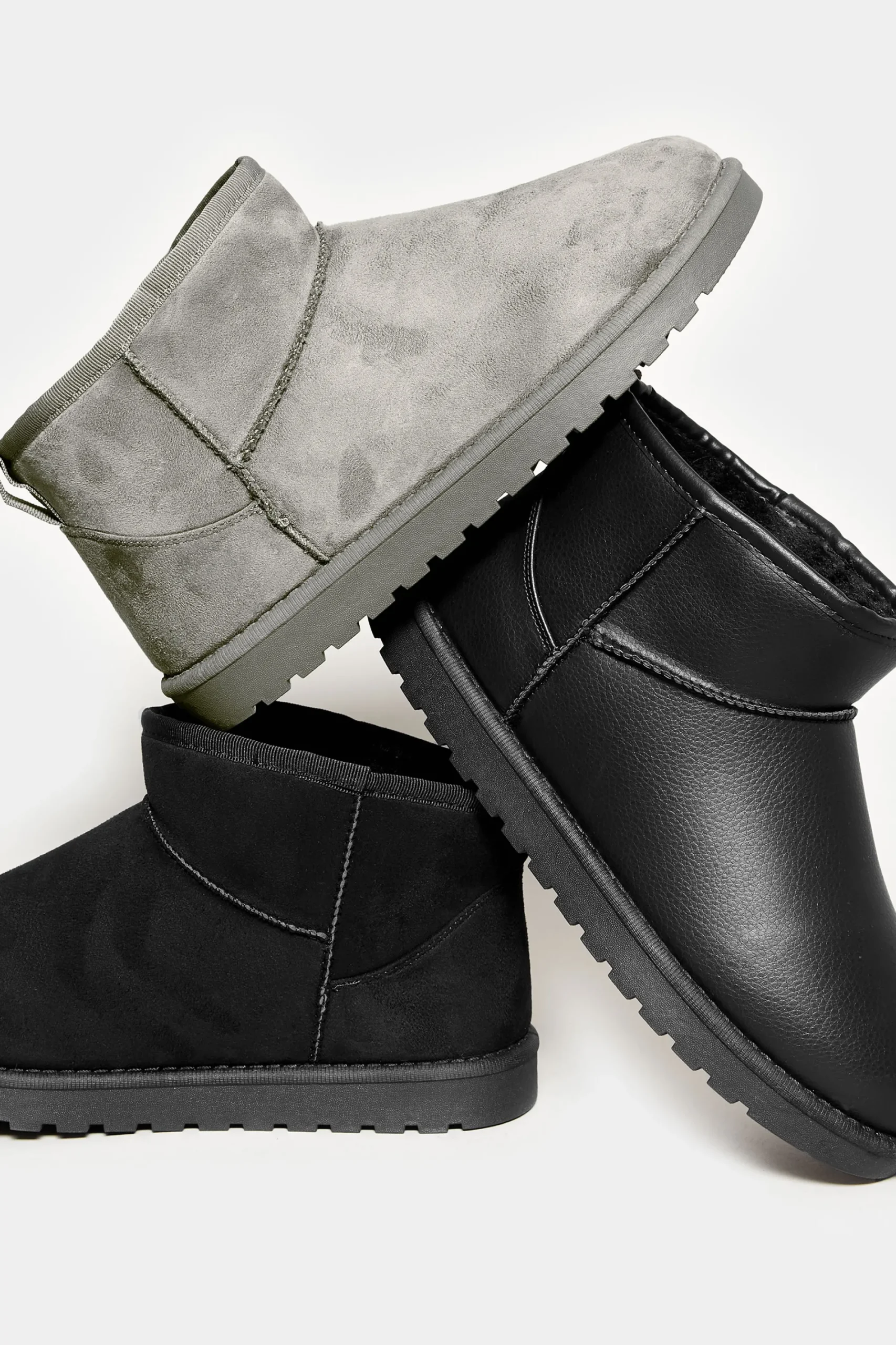 M&Co Yours Yours Grey Faux Suede Faux Fur Lined Ankle Boots In Wide E Fit & Extra Wide Eee Fit>Women Boots