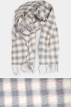 M&Co Yours Yours Grey Square Check Tassel Scarf>Women Scarves