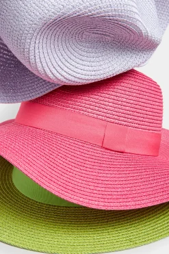 M&Co Yours Yours Hot Pink Straw Fedora Hat><noscript><img width=