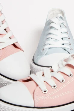 M&Co Yours Yours Light Blue Canvas Platform Sole Low Trainers In Wide E Fit><noscript><img width=
