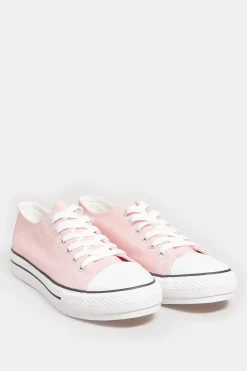M&Co Yours Yours Light Pink Canvas Platform Sole Low Trainers In Wide E Fit>Women Trainers