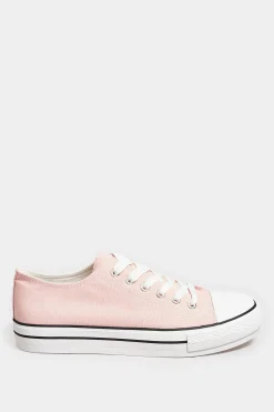 M&Co Yours Yours Light Pink Canvas Platform Sole Low Trainers In Wide E Fit><noscript><img width=