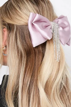 M&Co Yours Yours Lilac Purple Diamante Tassel Bow Hair Clip>Women Hair Accessories
