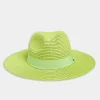 M&Co Yours Yours Lime Green Straw Fedora Hat>Women Hats