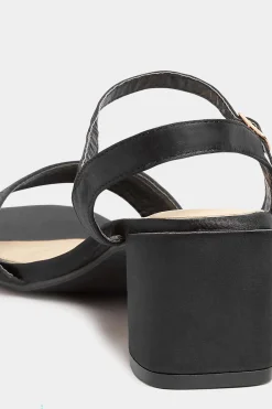 M&Co Yours Yours Limited Collection Black Satin Embellished Block Heel Sandals In Wide E Fit><noscript><img width=