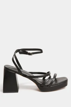 M&Co Yours Yours Limited Collection Black Strappy Faux Leather Platform Block Heel Sandals In Wide E Fit & Extra Wide Eee Fit><noscript><img width=