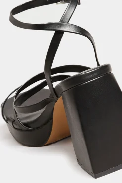 M&Co Yours Yours Limited Collection Black Strappy Faux Leather Platform Block Heel Sandals In Wide E Fit & Extra Wide Eee Fit><noscript><img width=