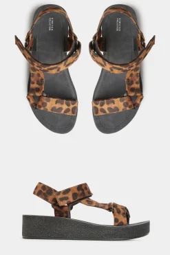 M&Co Yours Yours Limited Collection Black Leopard Print Sporty Platform Sandals In Extra Wide Eee Fit>Women Sandals