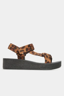 M&Co Yours Yours Limited Collection Black Leopard Print Sporty Platform Sandals In Extra Wide Eee Fit><noscript><img width=