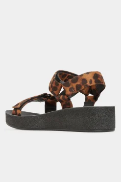 M&Co Yours Yours Limited Collection Black Leopard Print Sporty Platform Sandals In Extra Wide Eee Fit><noscript><img width=