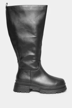 M&Co Yours Yours Limited Collection Black Faux Leather Pull On Knee High Boots In Extra Wide Eee Fit><noscript><img width=