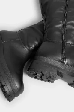 M&Co Yours Yours Limited Collection Black Faux Leather Pull On Knee High Boots In Extra Wide Eee Fit><noscript><img width=