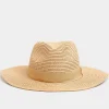 M&Co Yours Yours Natural Brown Straw Fedora Hat>Women Hats