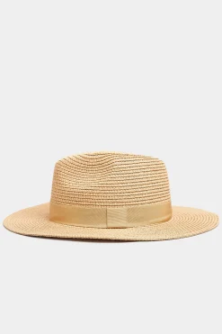 M&Co Yours Yours Natural Brown Straw Fedora Hat><noscript><img width=