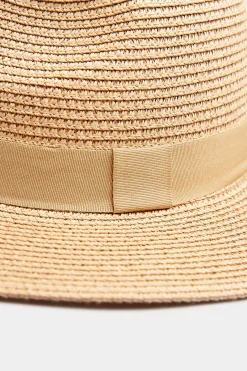M&Co Yours Yours Natural Brown Straw Fedora Hat><noscript><img width=