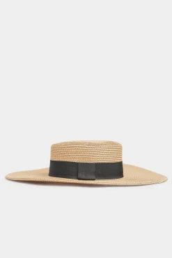 M&Co Yours Yours Natural Brown Straw Wide Brim Boater Hat>Women Hats