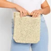 M&Co Yours Yours Natural Brown Crochet Bamboo Bag>Women Bags
