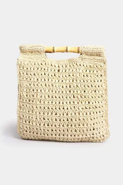 M&Co Yours Yours Natural Brown Crochet Bamboo Bag><noscript><img width=