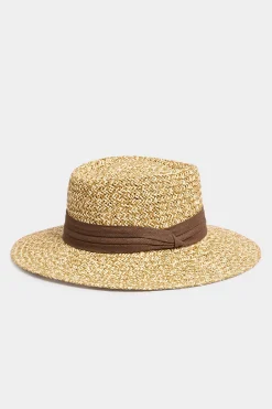 M&Co Yours Yours Natural Brown Straw Boater Hat>Women Hats