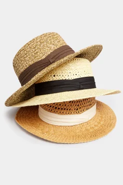 M&Co Yours Yours Natural Brown Straw Boater Hat><noscript><img width=