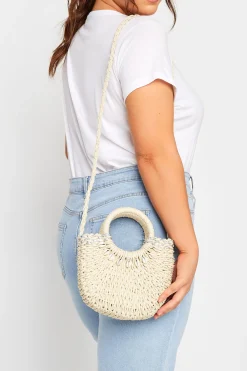 M&Co Yours Yours Natural Brown Circle Handle Straw Bag>Women Bags