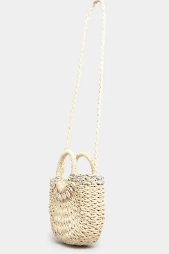 M&Co Yours Yours Natural Brown Circle Handle Straw Bag><noscript><img width=
