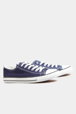 M&Co Yours Yours Navy Blue Low Canvas Trainer In Wide E Fit>Women Flat Shoes