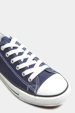 M&Co Yours Yours Navy Blue Low Canvas Trainer In Wide E Fit><noscript><img width=