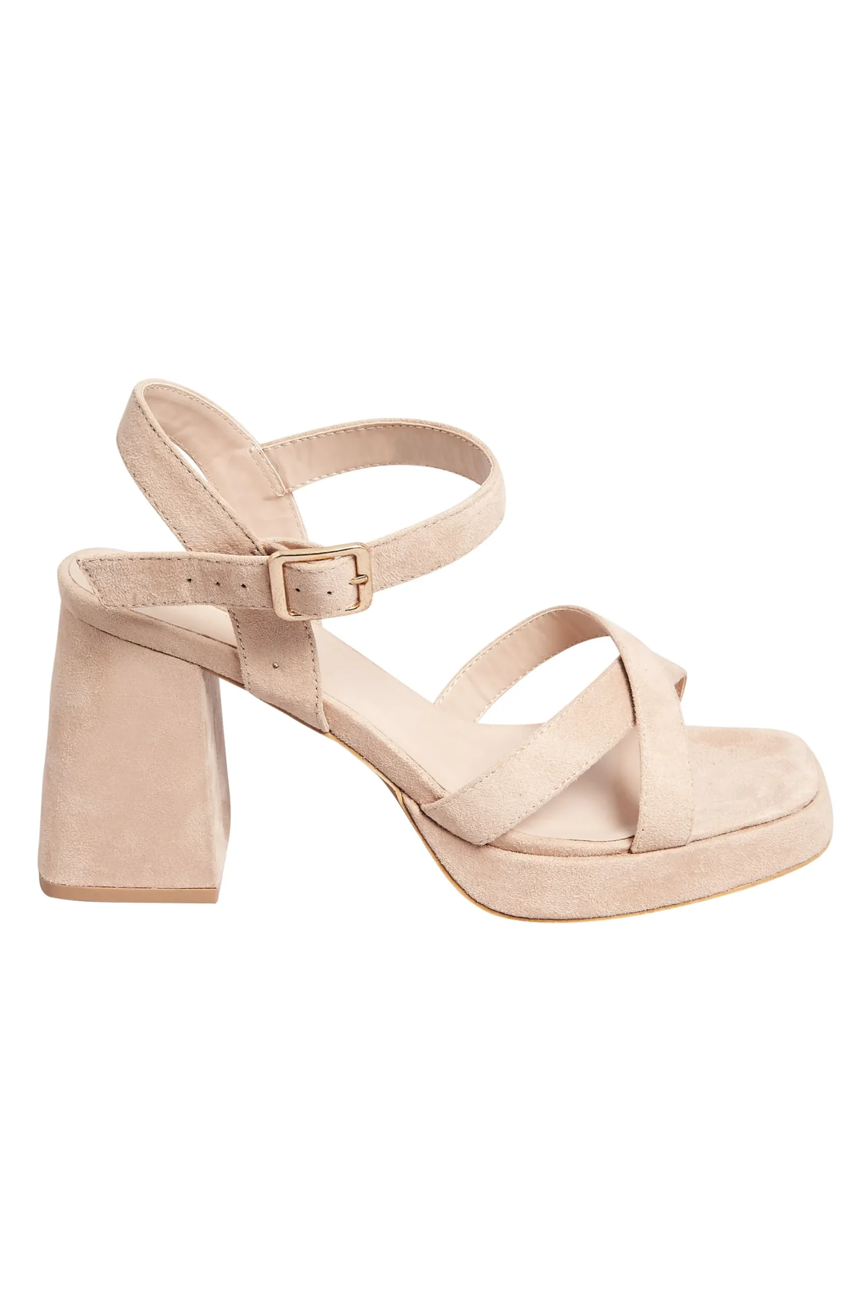 M&Co Yours Yours Nude Platform Flat Sandal Heels In Wide E Fit & Extra Wide Eee Fit>Women Heels