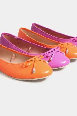 M&Co Yours Yours Orange Ballerina Pumps In Wide E Fit & Extra Wide Eee Fit><noscript><img width=