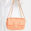 M&Co Yours Yours Orange Studded Quilted Chain Bag>Women Bags