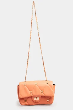 M&Co Yours Yours Orange Studded Quilted Chain Bag><noscript><img width=