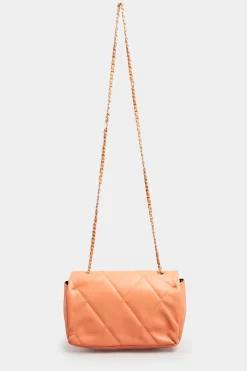 M&Co Yours Yours Orange Studded Quilted Chain Bag><noscript><img width=