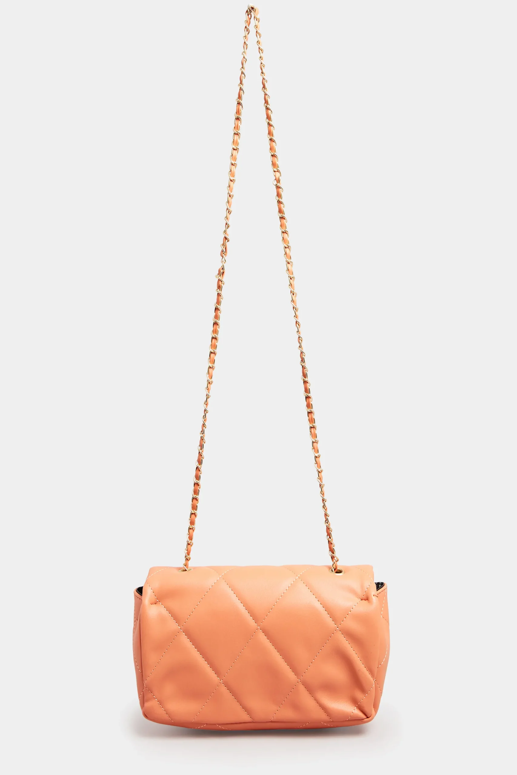 M&Co Yours Yours Orange Studded Quilted Chain Bag>Women Bags