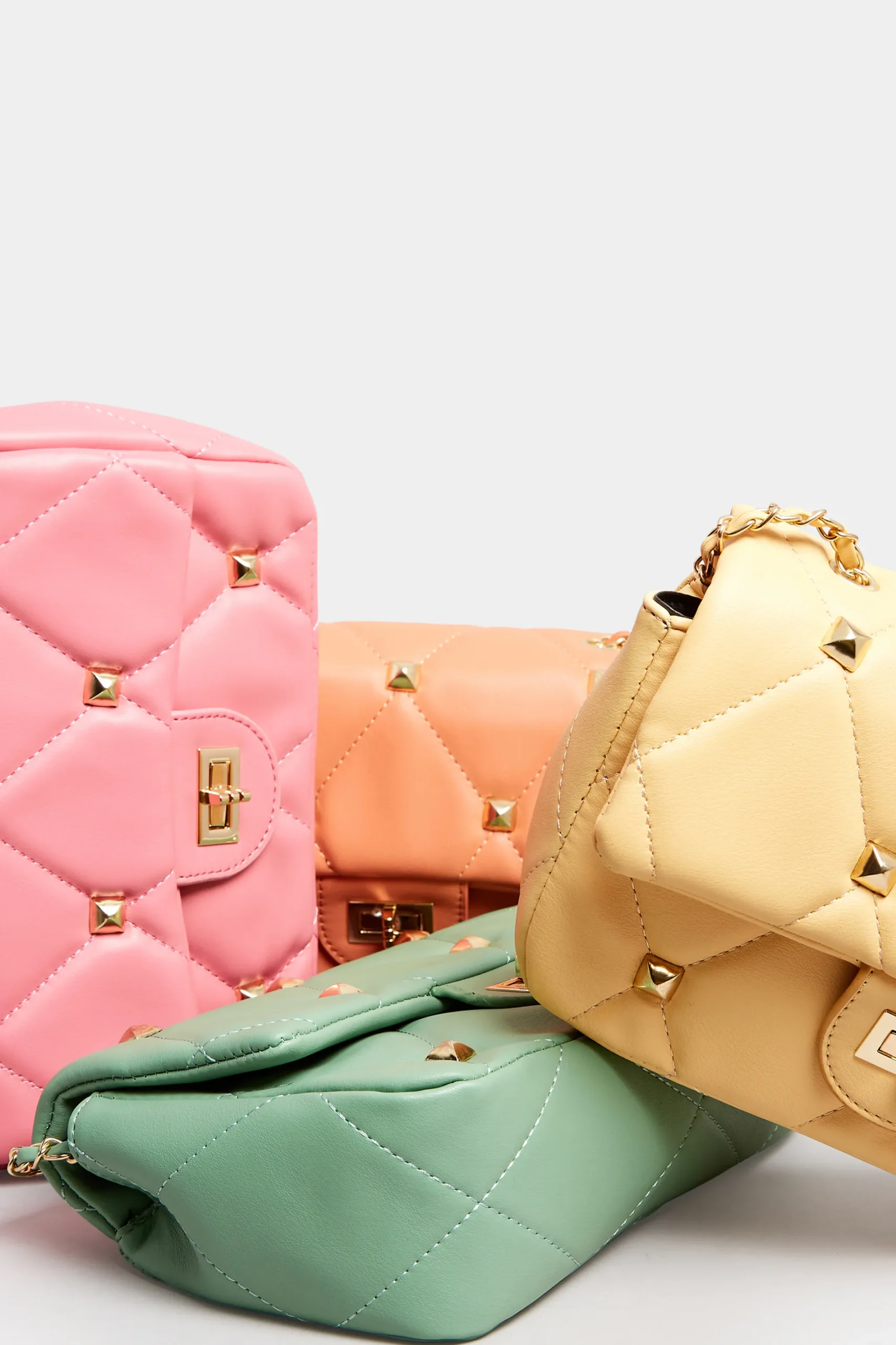 M&Co Yours Yours Orange Studded Quilted Chain Bag>Women Bags