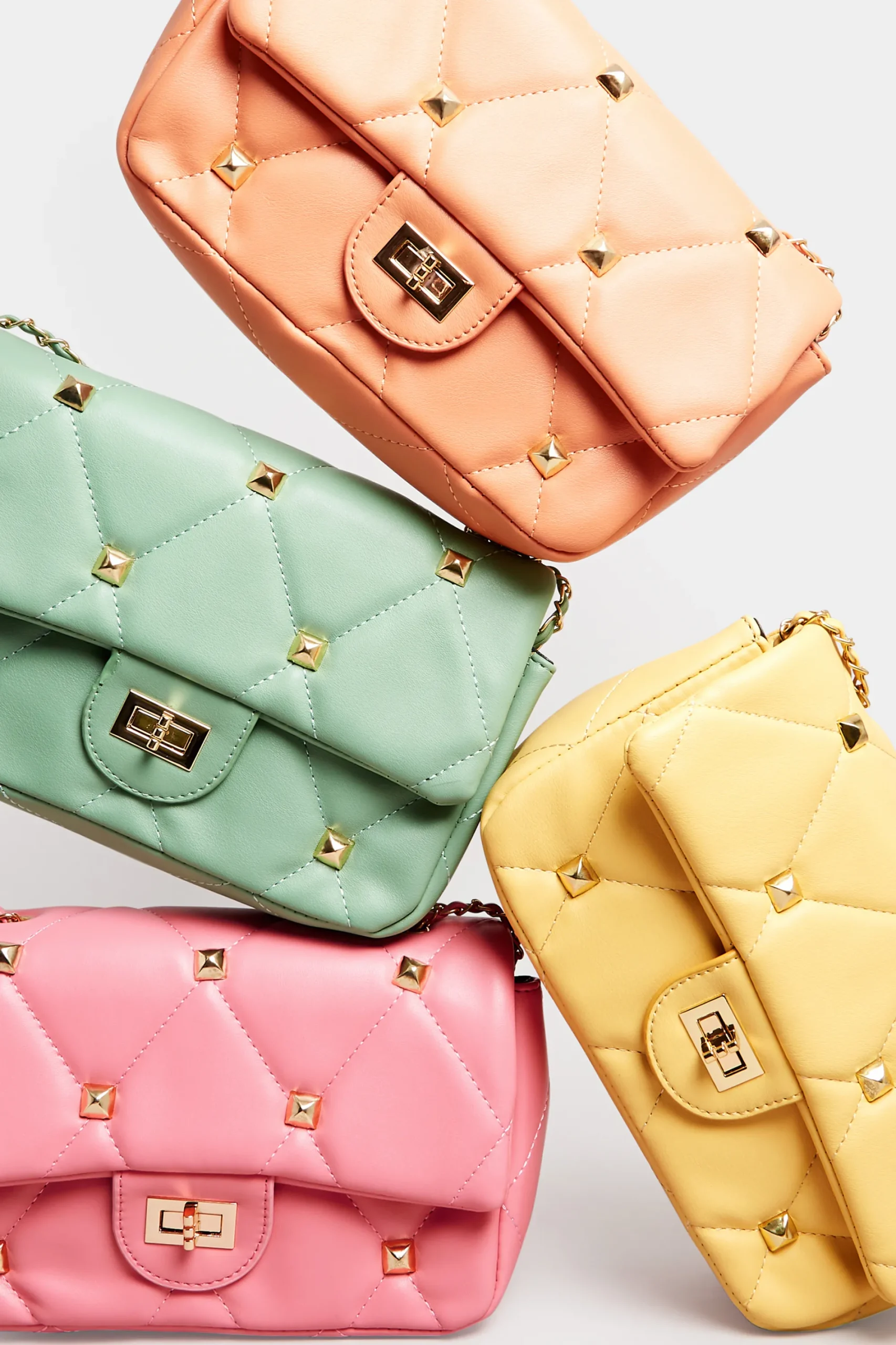 M&Co Yours Yours Orange Studded Quilted Chain Bag>Women Bags