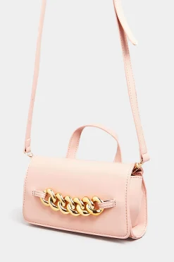 M&Co Yours Yours Pink Croc & Gold Chain Mini Bag>Women Bags