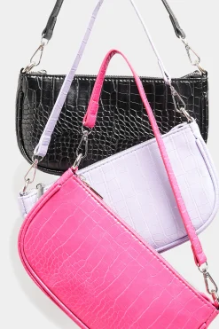 M&Co Yours Yours Pink Faux Croc Shoulder Bag><noscript><img width=