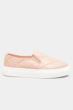 M&Co Yours Yours Pink Quilted Slip-On Trainers In Extra Wide Eee Fit><noscript><img width=