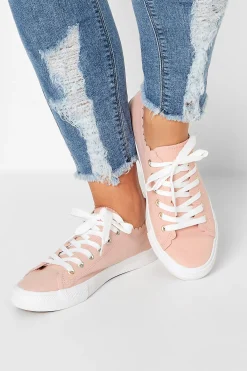 M&Co Yours Yours Pink Scalloped Edge Trainers In Wide E Fit>Women Trainers