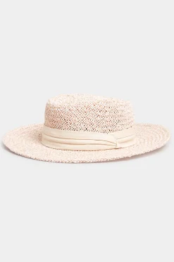 M&Co Yours Yours Pink Straw Boater Hat>Women Hats