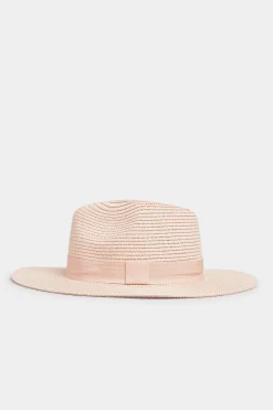 M&Co Yours Yours Pink Straw Fedora Hat>Women Hats