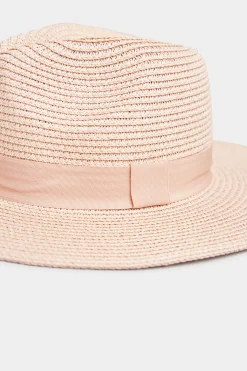 M&Co Yours Yours Pink Straw Fedora Hat><noscript><img width=
