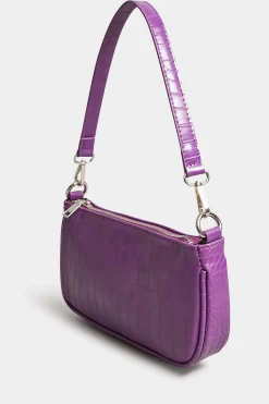 M&Co Yours Yours Purple Faux Croc Shoulder Bag>Women Bags