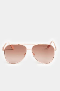 M&Co Yours Yours Rose Gold Chain Aviator Sunglasses>Women Sunglasses