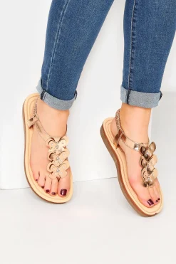 M&Co Yours Yours Rose Gold Diamante Butterfly Sandals In Extra Wide Eee Fit>Women Flat Shoes