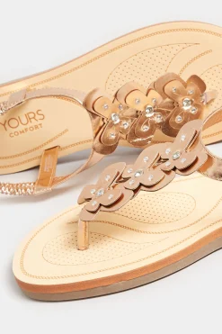 M&Co Yours Yours Rose Gold Diamante Butterfly Sandals In Extra Wide Eee Fit><noscript><img width=